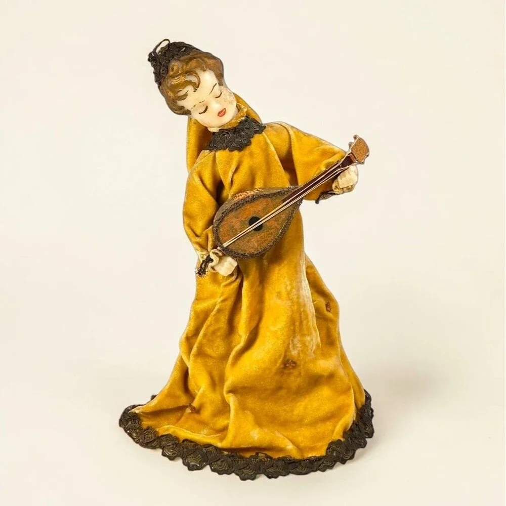 Vintage West Germany Style Wax Angel Tree Topper 15